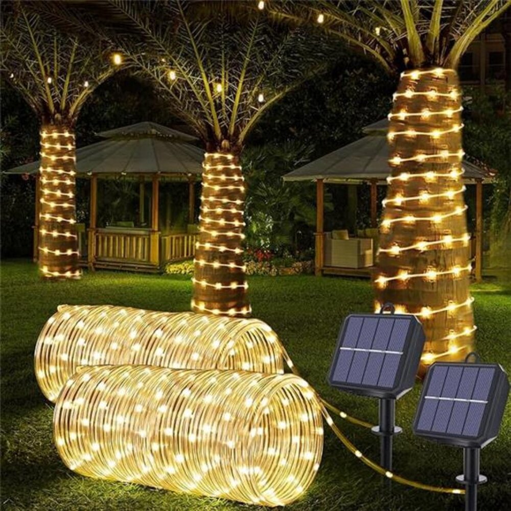 Solar Rope Lights, 2 Packs Total 132ft 400LED Solar String Lights, 8 Modes - Picture 7 of 7